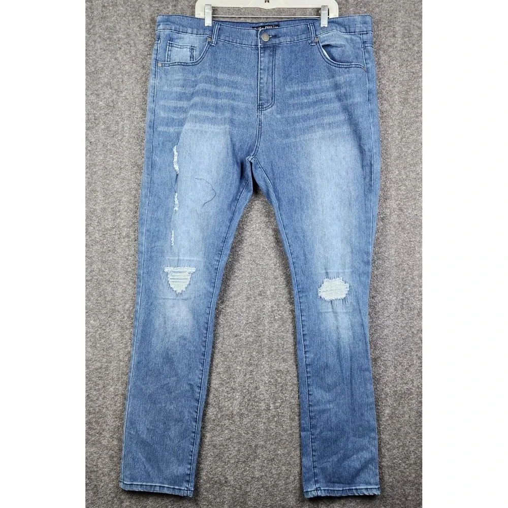 Blue‎ Cult Distressed Jeans Mens 42 Blue Ripped Straight Leg Denim